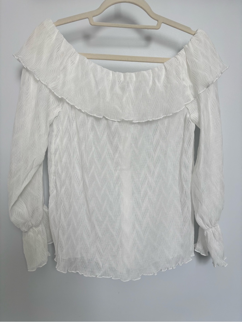 SAS Off-Shoulder White Ruffle Button-Down Blouse - Picture 4 of 4